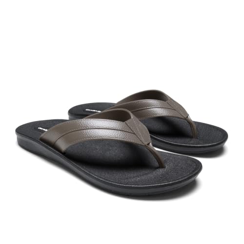 Image of OKABASHI Men's Voyager Flip Flop | Scultped Footbed w /Nonslip Grip | Slip Resistent & Waterproof | Sustainably Made in the USA