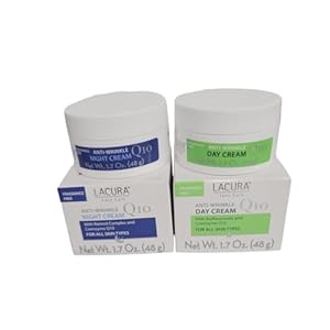 Lacura Q10 Anti-Wrinkle 1.7oz Day & 1.7oz Night Face Cream Moisturizer with Bioflavonoid and Retinol Complex Set – All Skin Types. Dermatologist Tested European Skincare.
