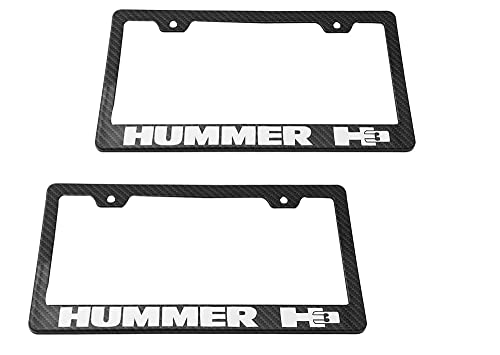 vw gti license plate frame - Auteal Car Carbon Fiber License Plate Tag Frame Cover Holders Compatible with Hummer H3 (2 CB)