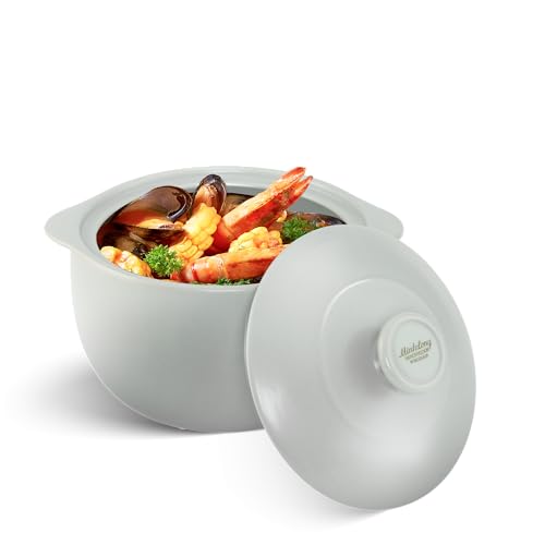 Image of MINH LONG 2-Qt Porcelain Dutch Oven with Lid - Lead & Cadmium Free, Oven Safe to 482F, Heat Retention, Clay Pot for Cooking on Gas & Infrared Cooktop, Use to Marinate, Cook, Bake, Refrigerate & Serve