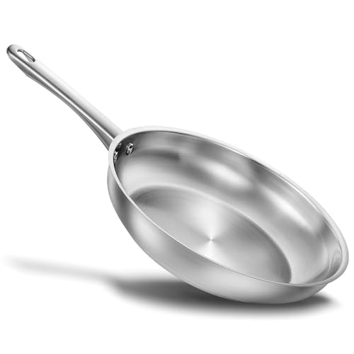 KOCH SYSTEME CS 20 cm Stainless Steel Frying Pan Small Silver Skillet 18/8 Stainless Steel Riveted Handle Induction Compatible Dishwasher & Oven Safe