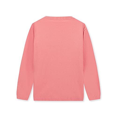 Cunyi Girl's Crewneck Lightweight Button-Up Cardigan Cotton Knit Sweater Casual Cute Outerwear, Peachy, 120 #TOP1
