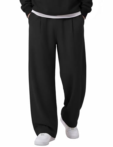COOFANDY Mens Casual Sweatpants Open Bottom Lounge Pants Lightweight Baggy Workout Yoga Track Pants Black