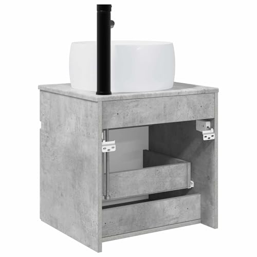 Mueble para lavabo de madera gris hormigón con almacenamiento de pared 49 cm 5
