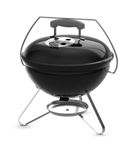 Weber Smokey Joe 14" Charcoal Grill – Portable Compact Charcoal BBQ Kettle with Tuck‑N‑Carry® Lid Lock & Durable Porcelain‑Enameled Finish for Outdoor Cooking