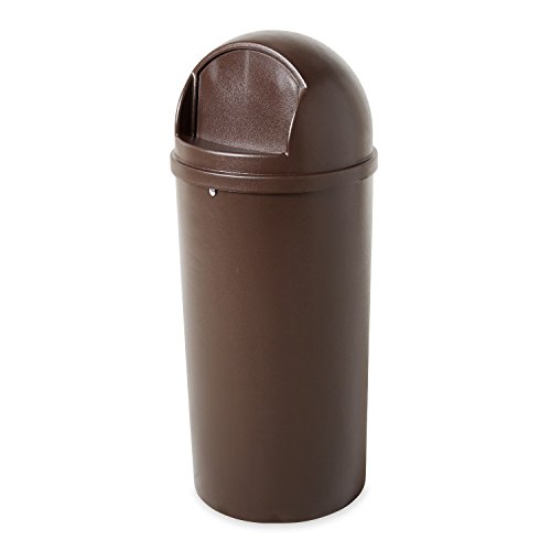 Image of Rubbermaid Commercial Marshal Products Classic Outdoor /Indoor Trash Can with Lid, Round, 15-Gallon, Brown, Garbage Container /Waste Basket for Lobby /Office /Restroom /Restaurant /School