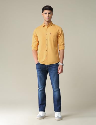 Image of U.S. POLO ASSN. Solid Slim Fit Shirts for Men - 100% Cotton, Full Sleeve Mens Casual Shirts