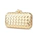 BRYCTSISEN Women Elegant Clutch Purses Satin Pleated Evening Structured Handbag Metallic PU Fashion Bag Woven Classic Box Bag (Metallic Gold-woven)