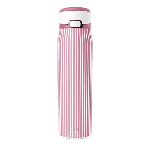 Simple Modern Mesa Loop Water Bottle with Covered Straw and Handle | 24oz Cup Holder Friendly Insulated Stainless Steel Bottles for Travel, Sports and School | Rose Stripes