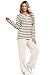 XIEERDUO Womens Sets 2 Piece Outfits Casual Fall Fashion 2025 Travel Airport Outfits Matching Lounge Set Track Suits Wide Leg Pants stripes Apricot XL