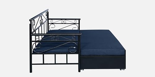 Image of 3 Seater Metal Sofa Cum Bed with Hydraulic Storage | Single Size Sofa Cum Bed | 3 Seater Sofa Set, Metal Sofa Set for, Living Room, Navy Blue, Single Size (Navy Blue & Black)