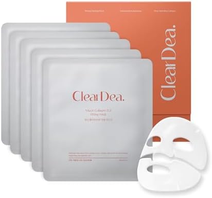 Mucin Collagen Peptide Hydrogel Mask (Plant Mucin & 7-Collagen Complex) โ Hydrating & Firming Facial Sheet, 5 Pack โ Korean Skincare Glow Essentials