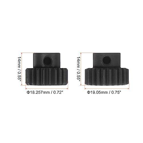 sourcing map 32P gehärteter Ritzelmotor-Zahnradsatz, 2 Stück, 21 Zähne, 22 Zähne, passend für 5 mm RC-Motorwelle, 0,8 metrische Teilung, 32-Teilungszahnräder, mit Innensechskantschlüssel