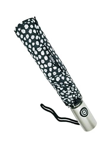 Totes Neverwet Technology, Auto Open Auto Close Umbrella, Black With White Dots 43" Arc Umbrella,, Medium #TOP2