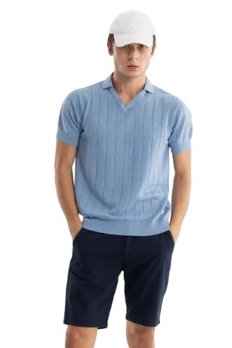 Image of SNITCH Men T-Shirts | Slim Fit Polo Collar Half Sleeve | Textured Self-Design Cotton Fabric | Breathable & Casual Wear