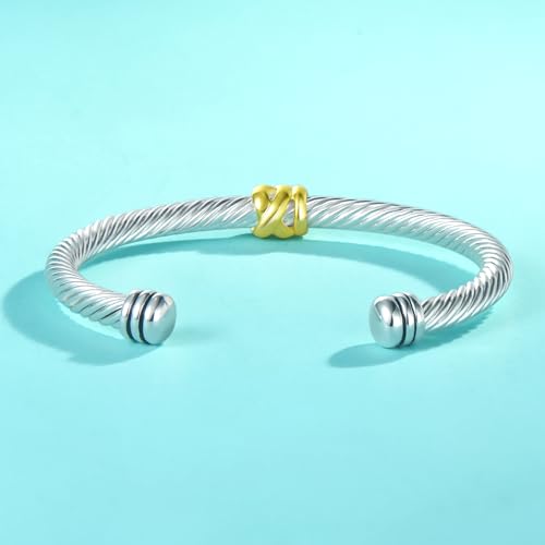 Image of UNY Jewel Bracelet Designer Brand Inspired Women Jewelry 4.5mm Thin Twisted Cable Wire Bangle Gem Stone Christmas Day Gift