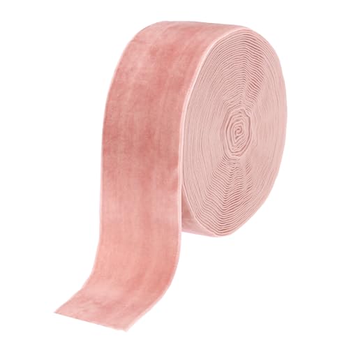 MECCANIXITY Velvet Ribbon 2 Inch x 10 Yard Single Face Spool Silky Velvet Fabric for Bouquets DIY Crafts Gift Wrapping Wedding Party Dusty Pink