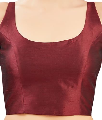Image of Studio Shringaar Women's Polyester Sleeveless Satin Padded Saree Blouse