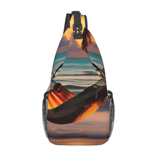 WZYCWB Hamaca de playa con diseño gráfico para hombres y mujeres, perfecta para senderismo casual, disponible en estilos de pecho o hombro, Negro -, Talla única
