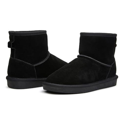 BlackTwig Women Winter Snow Boots Suede Mini Boots with Fur Lined Slip On Anti-Slip Comfort Ankle Boots for Women