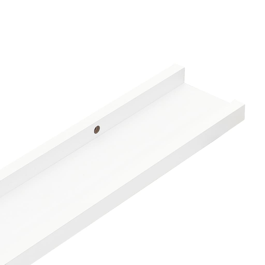 Mensole per Quadri 2 Pezzi, Scaffali da Parete in MDF Bianco, Design a U con Bordo Anticaduta per Cornici e Decorazioni, 60 x 9 x 3 cm