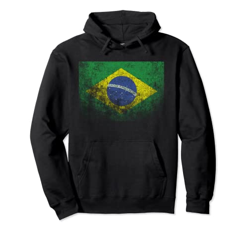 Vintage Brasil Bandera Retro Brasileña Bandera Brasileña Sudadera con Capucha