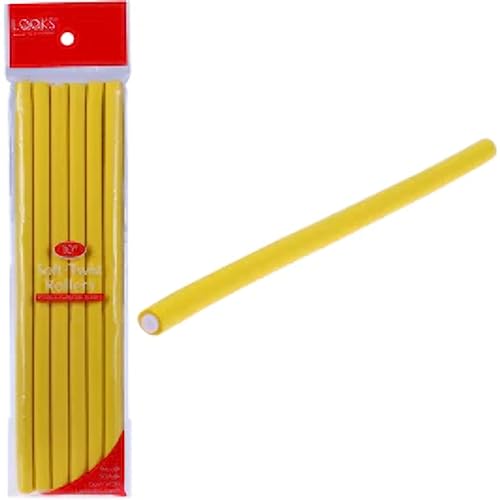 Professional Salon Soft Twist Hair Rollers Curls Perms Rod Flexible Flex Style (Yellow - 3/8")