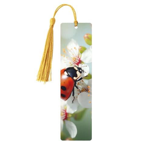 木製しおり メンズ レディース ノベルティ ギャグ バタフライ てんとう虫 花 しおり 本好き向け ユニークなハンドメイド ブックマーク タッセルペンダント付き クラフトブックマークアクセサリー