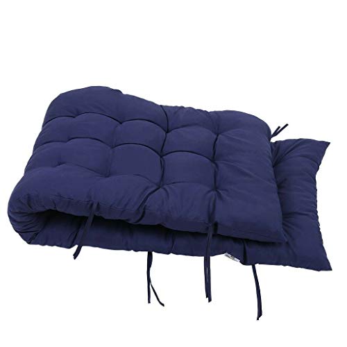 Image of PumPum Super Comfy Long Rocking Chair Cushion /Bench Back Seat Pad - Cotton, Handmade Quilts,(18x48 Inch,Navy Blue)