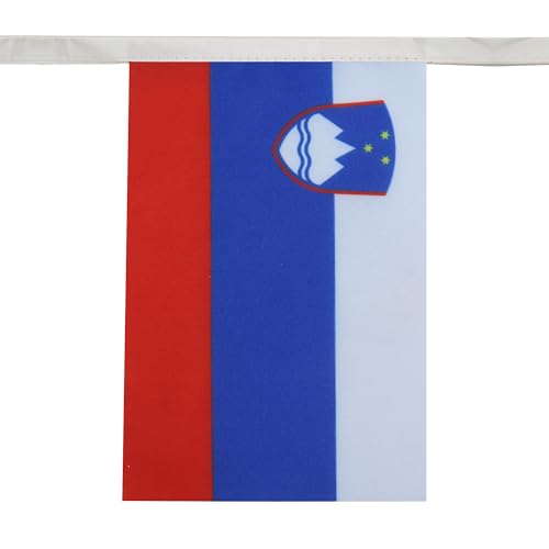 Image of AZ FLAG Slovenia 6 meters BUNTING Flag 20 flags 9'' x 6'' - Slovenian STRING flags 15 x 21 cm