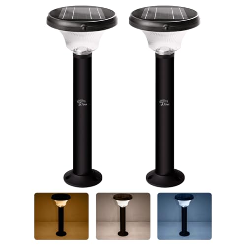 Image of Epyz Solar Gate Pillar Light Outdoor with Long Pole Round Shape with 143 LED 12,000mah Battery, 3 Type of Lights, Application for Fence, Garden, Wall, Outdoor [ Pack of 2, Multicolour ]