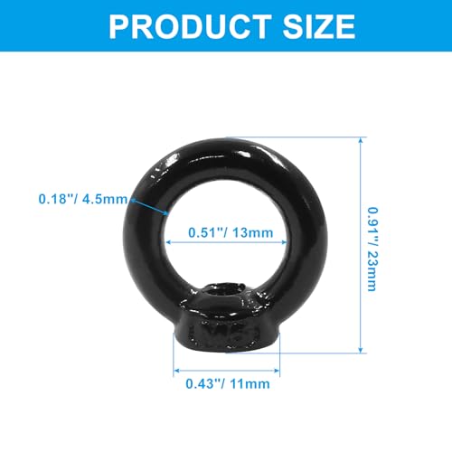 Image of Hordion 6PCS M5 Eye Nuts, Stainless Steel Lifting Eye Nut Fastener Ring Shape EyeNut, ZC2405062820