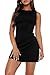 WIHOLL Womens Boat Neck Sleeveless Mini Dress Spring Summer Club Party Dinner Bodycon Dresses 2025 Wedding Guest Dress Graduation Outfits Prom Semi Formal Cocktail Teens Little Short Dress Black S