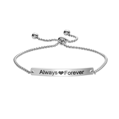 Pulsera de amistad para novios ajustable que conecta corazones de acero 3