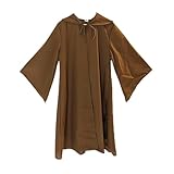 Everfan Kids Hooded Robe with Sleeves | Wizard, Jedi, Monk, Medieval Cosplay Cape, Halloween Costume for Children (Youth Small - Ages 3-6 years old, Brown)