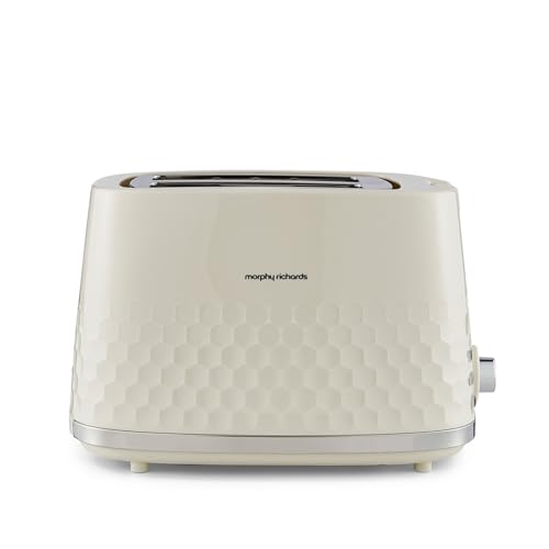Morphy Richards Hive 2 Slice Toaster Variable Browning Removable Crumb Tray Cancel Defrost Reheat Anti-jam feature Gloss Finish 850W Cream 220032