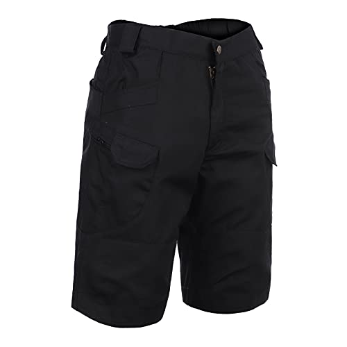 Shorts cargo de twill para hombre, negros miniatura 3