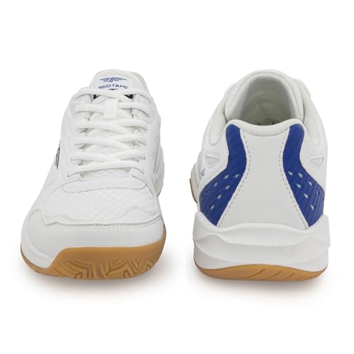 Image of Red Tape Men's Sneakers White Black Pu Mesh Round Toe Lace-Up