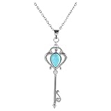 Plata de ley 925 Gota de agua Turquesa Cadena de clavícula para mujer Forma de llave Colgante de joyería Collar del día de San Valentín Medallón de corazón vintage