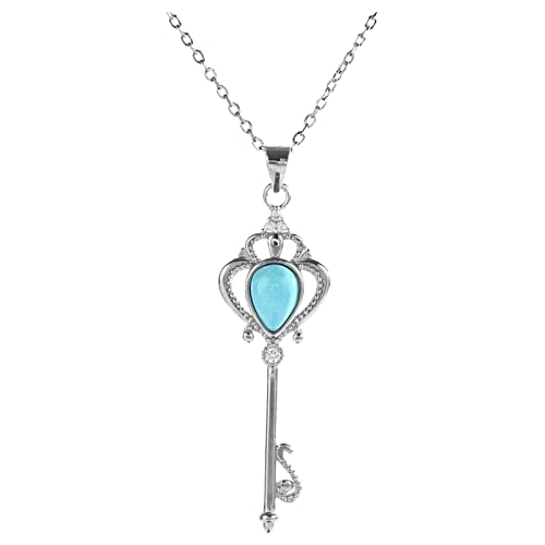 Collier en argent 925 avec pendentif goutte d'eau turquoise et chaîne de clavicule pour femme