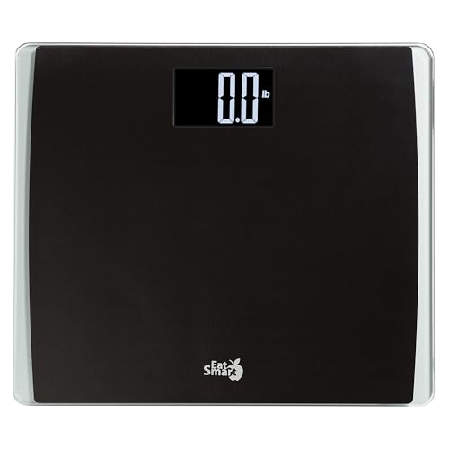 Eat Smart Precision Digital Bathroom Scale for Body Weight – Extra-Wide Platform, High-Visibility Display, Ultra-Durable Design for Home, Pets, Luggage & More, 550 LB High Capacity, Black