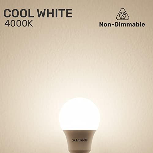 paul russells Bayonet Light Bulbs B22, 60W Equivalent, Cool White / Natural White 4000K, 7W 560lm LED Bulb, BC A60 Classic GLS Standard Energy Saving Lightbulbs, Non-dimmable, Pack of 6
