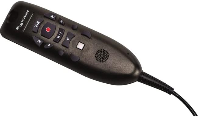 Nuance PowerMic III Microphone for Dragon, Coiled Cord (extends to 17 Ft), Dictate Documents and Control your PC – all by Voice, [PC Disc]