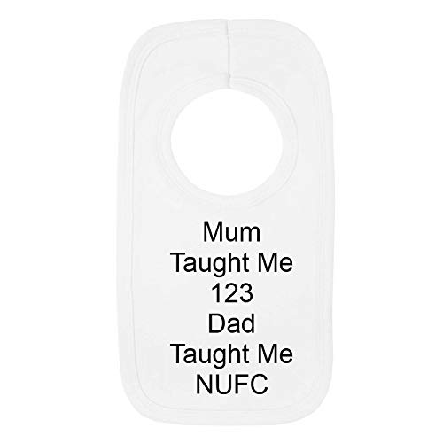 Personalised Newcastle United Style Baby Bib - Dad Taught Me 123 - Beautifully Embroidered Gift