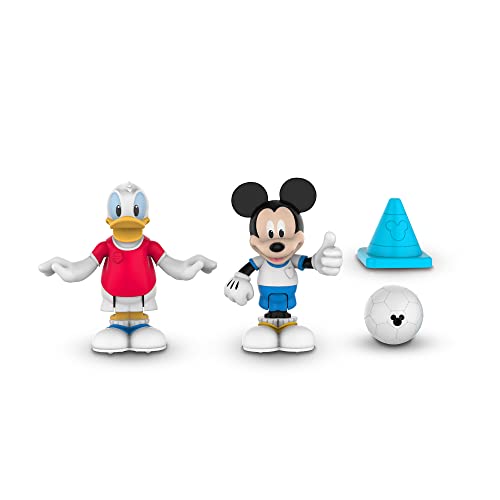 Disney Mickey, 2 Figuren, Gelenke, 7,5 cm, mit Zubehör, Fußballthema, Spielzeug für Kinder ab 3 Jahren, GIOCHI PREZIOSI, MCC042