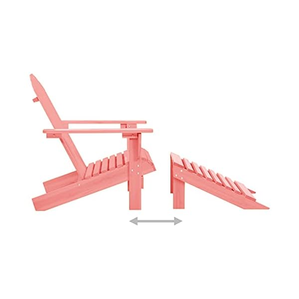 vidaXL Solid Fir Wood Garden Adirondack Chair with Ottoman Outdoor Wooden Furniture Patio Terrance Backyard Seating Armchair Lounge Chair Set Pink - Image 6