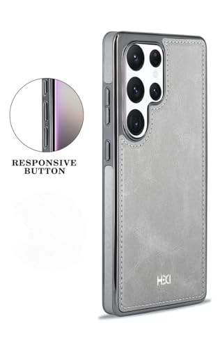 Image of BOUNCEBACK Vegan Leather Electroplated Back Case /Cover for Samsung Galaxy S24 Ultra - Natural Gray