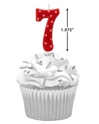 Image of Papyrus Number 7 Birthday Candle, Red Polka Dots (1-Count)