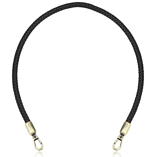 ALLZEDREAM Braided Leather Purse Strap Replacement Handbag Shoulder Bag Handle,Black,23.6in