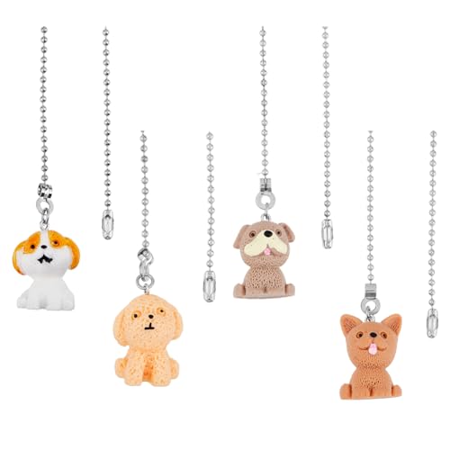 Image of DICOSMETIC 4Pcs Light Pull Chain Ceiling Fan Pull Chain Extension Stainless Steel Ball Chains Pulls Chains Ornaments Opaque Resin 3D Dog Fan Beaded Ball Fans for Wall Lighting Lamp Home Decor